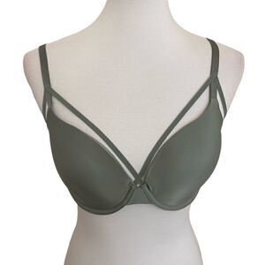 Victoria’s Secret Lined Demi Demi Buste Doibel Bra Green Size 34D